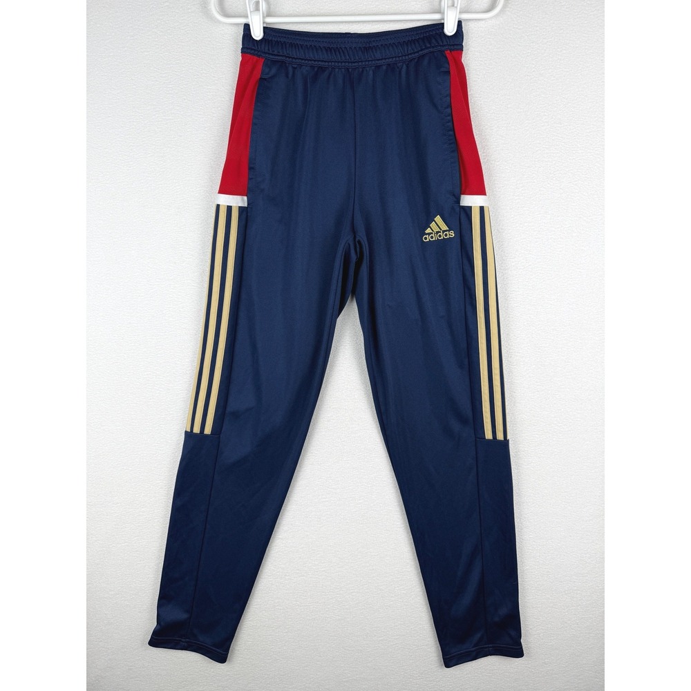 Adidas Track Pants Mens Small Navy Blue Gold Aeroready DW6755 Ankle Zip Pockets